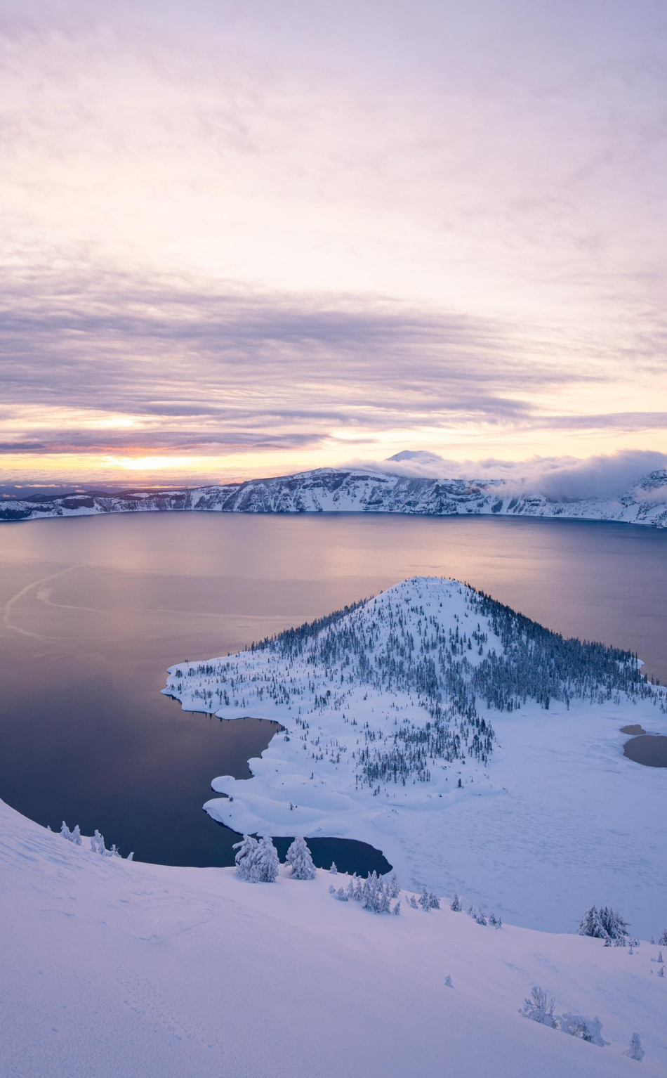 Lake, ice lake, sunset of winter, nature, 950x1534 wallpaper