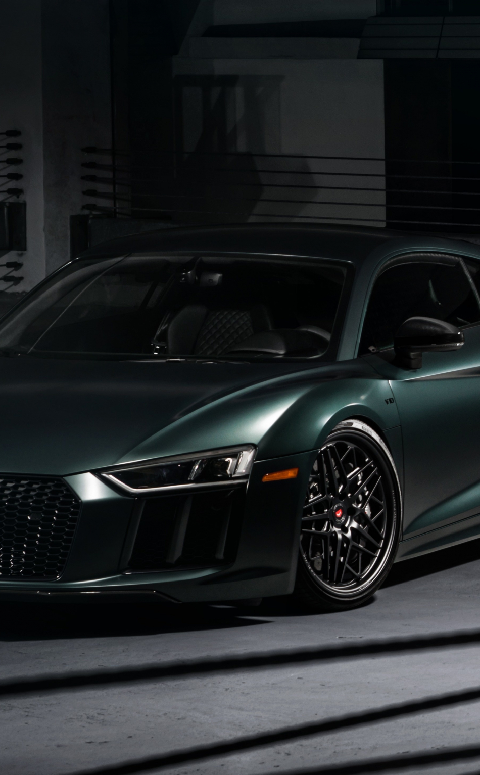 Download wallpaper 950x1534 basement, dark green, audi r8, iphone ...