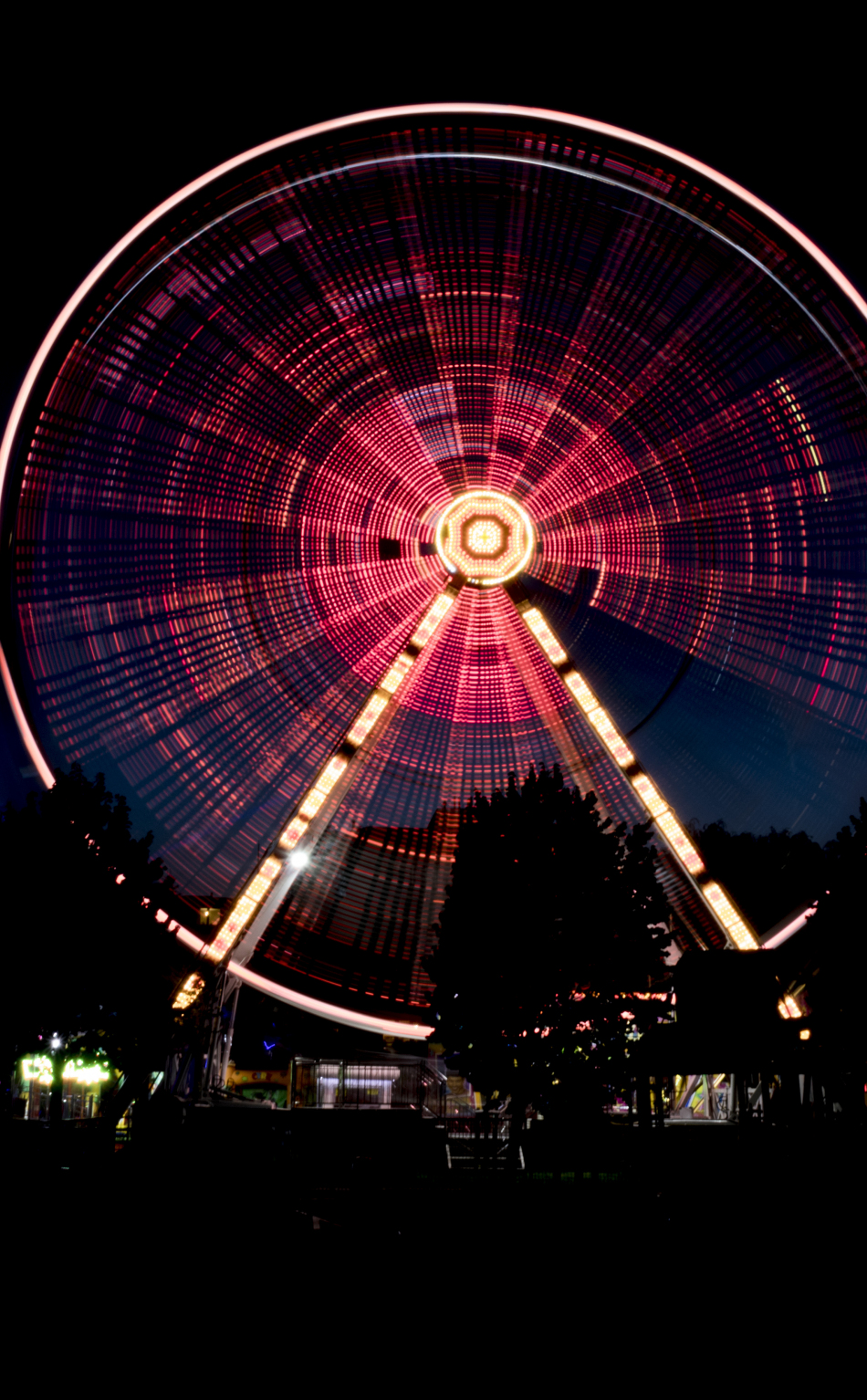 Download wallpaper 950x1534 ferris wheel, amusement park, night, dark ...