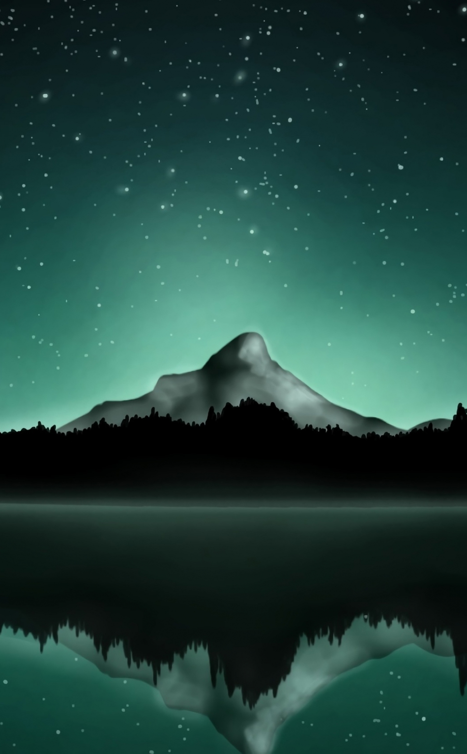 Download wallpaper 950x1534 mountain, summit, starry sky, lake