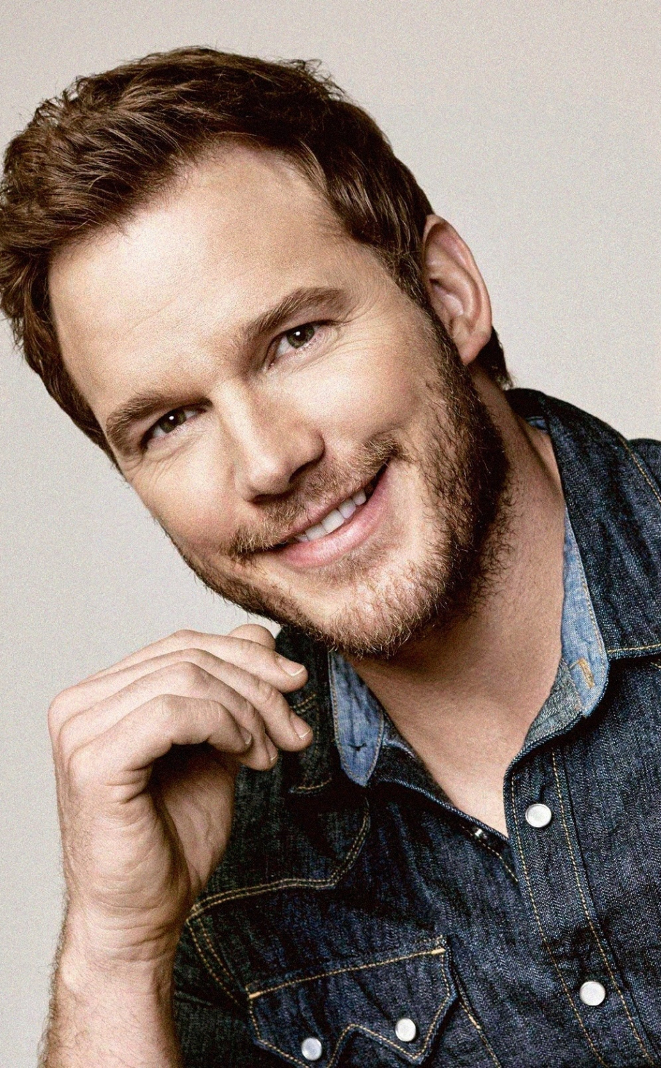Smile, actor, jeans shirt, Chris Pratt, 950x1534 wallpaper
