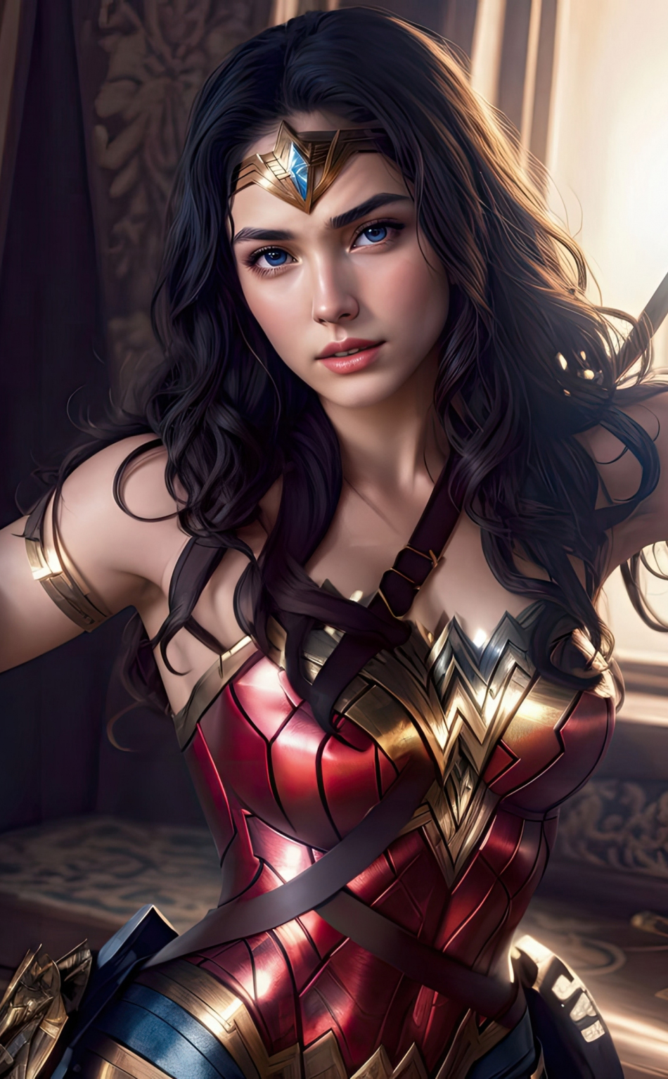 Download wallpaper 950x1534 wonder woman, champion of women gods ...