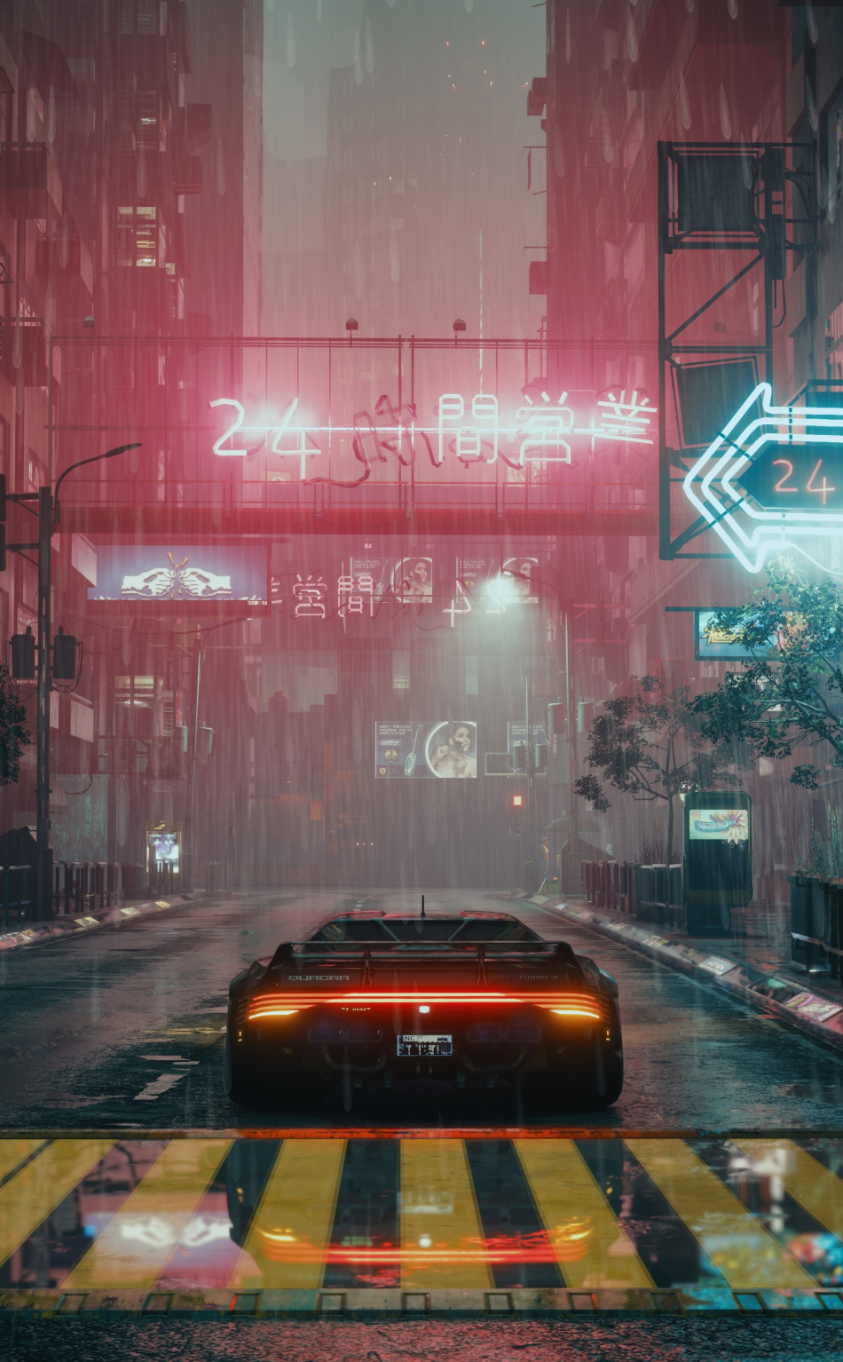 Cyberpunk, game, city shot, car, 950x1534 wallpaper