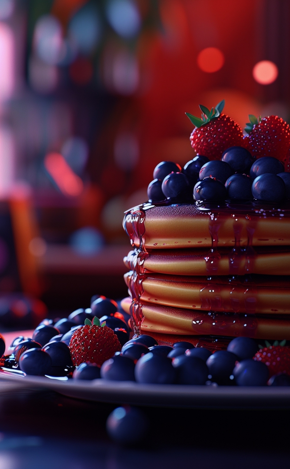 Download wallpaper 950x1534 blueberry pancakes, sweet dishes, art