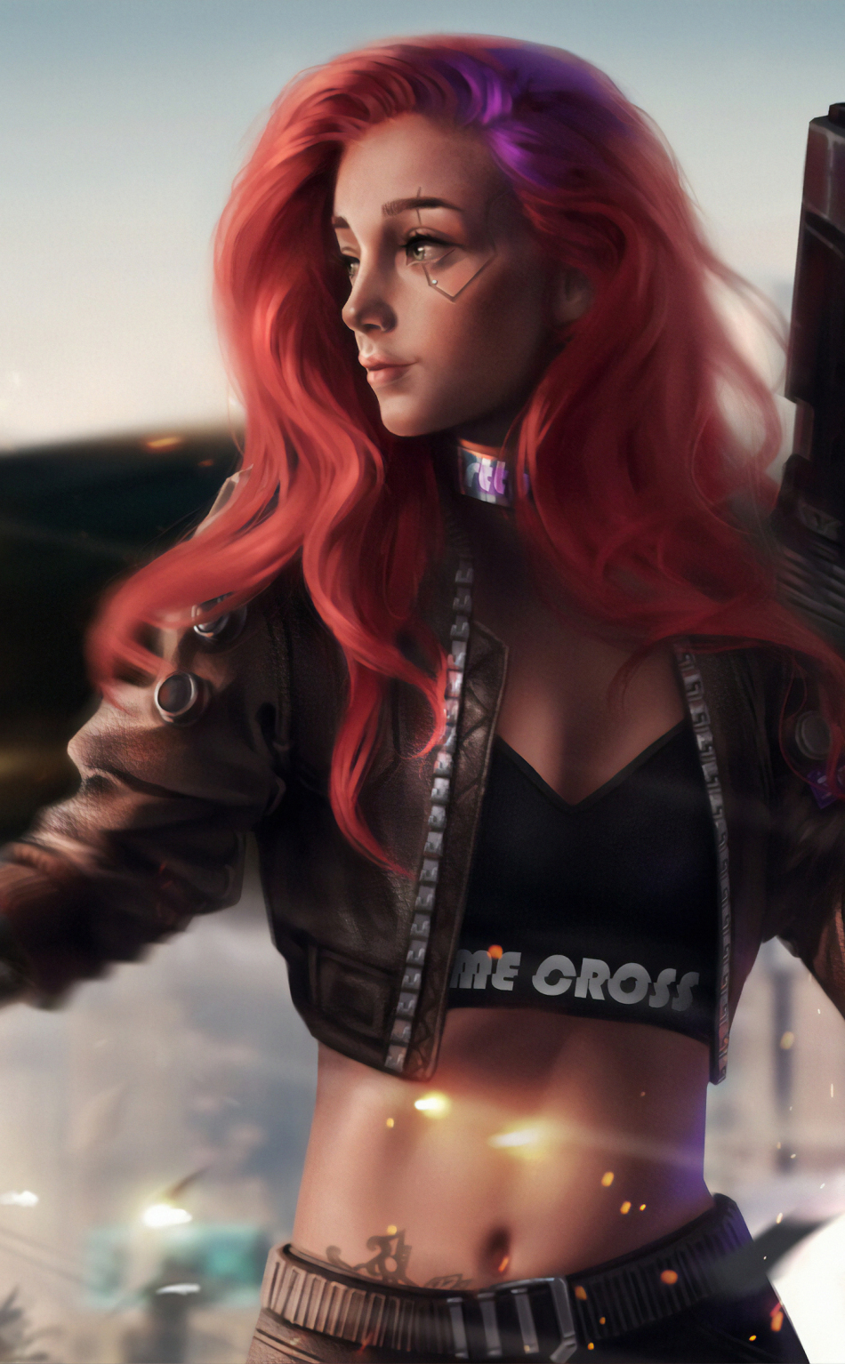 Download Wallpaper 950x1534 Cyberpunk 2077 Redhead Woman Art Iphone 950x1534 Hd Background 6812