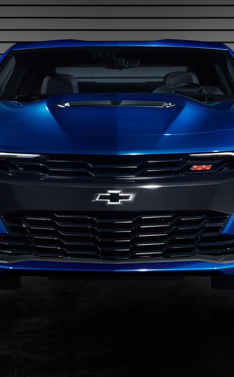 Download wallpaper 950x1534 blue chevrolet camaro ss, front, 2019, iphone,  950x1534 hd background, 6460
