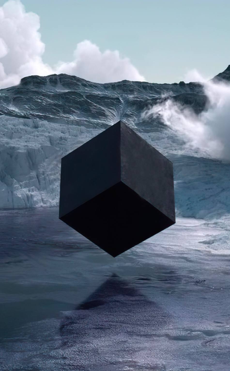 Download wallpaper 950x1534 antarctica glacier, cube shape, black cube ...