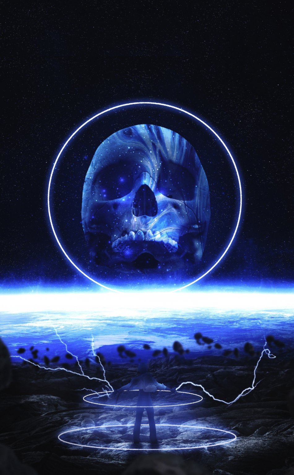 Download wallpaper 950x1534 skull, glow, dark, fantasy, art, iphone ...