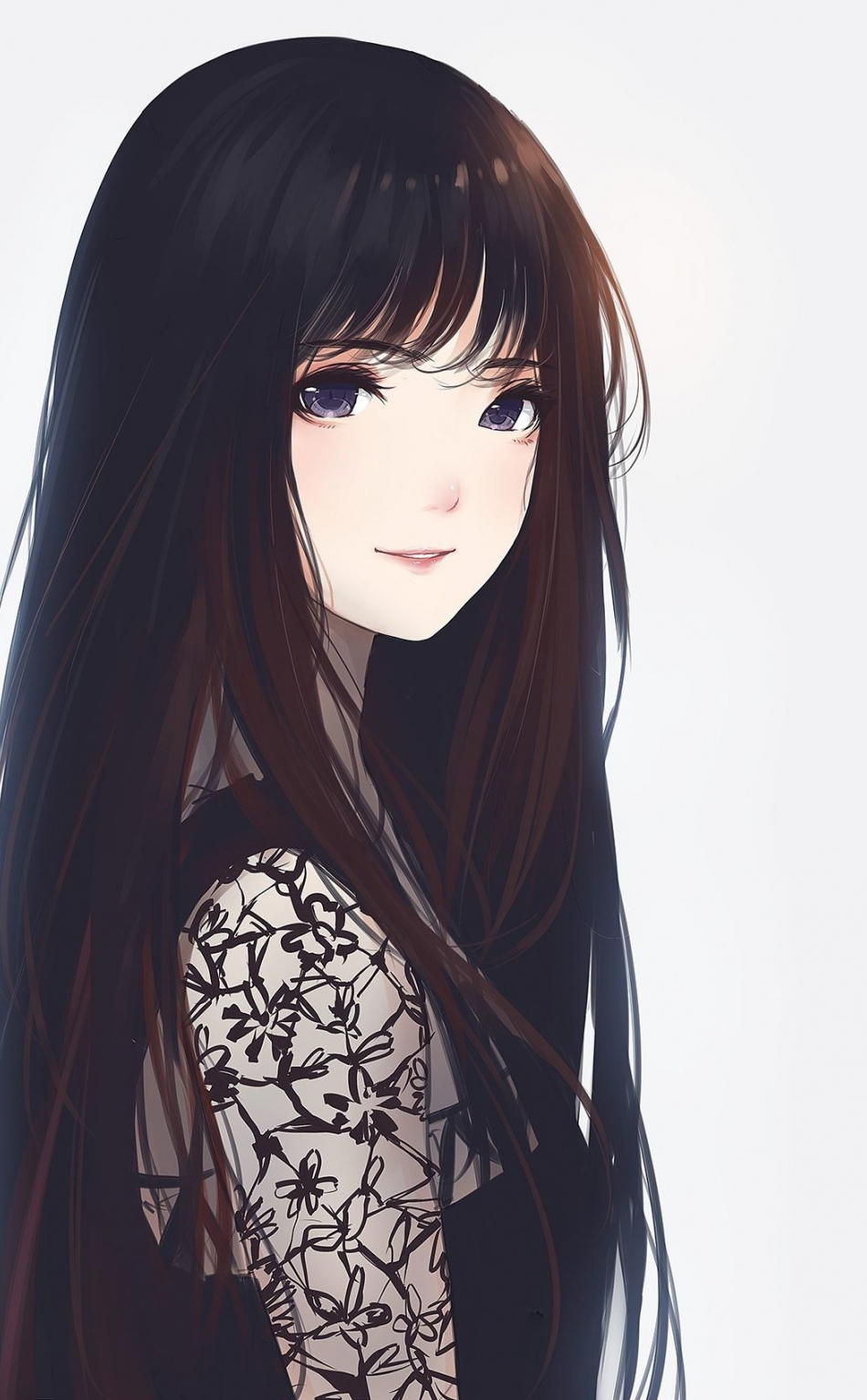 Download wallpaper 950x1534 cute, long hair, blue eyes, anime girl,  original, artwork, iphone, 950x1534 hd background, 15384