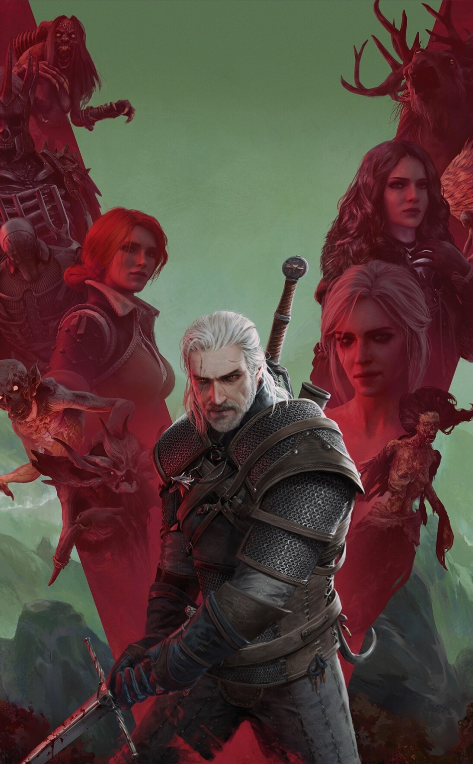 Download wallpaper 950x1534 the witcher 3: wild hunt, 5th anniversary ...