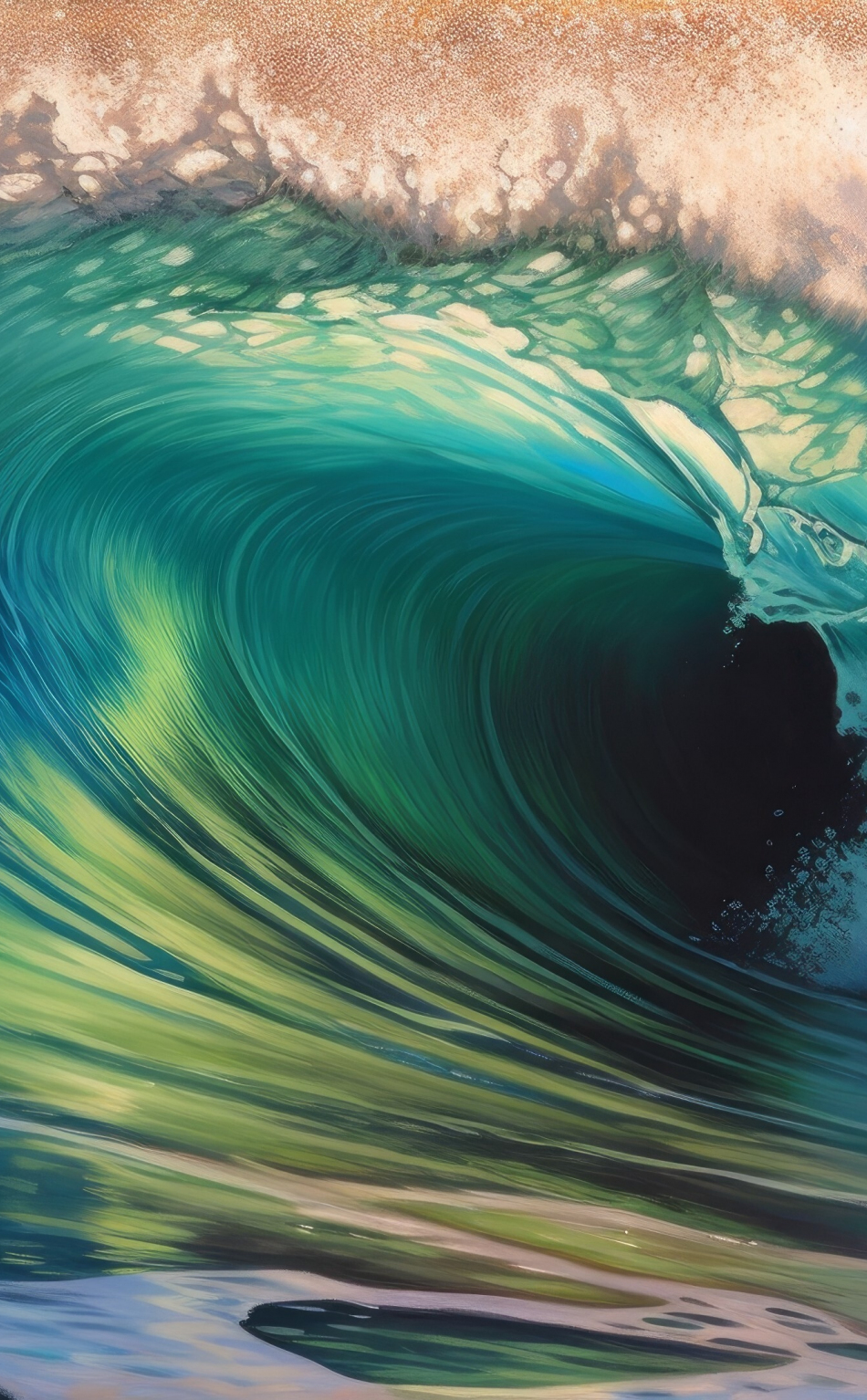 Download wallpaper 950x1534 sea waves, big tide for surfer, ai art ...