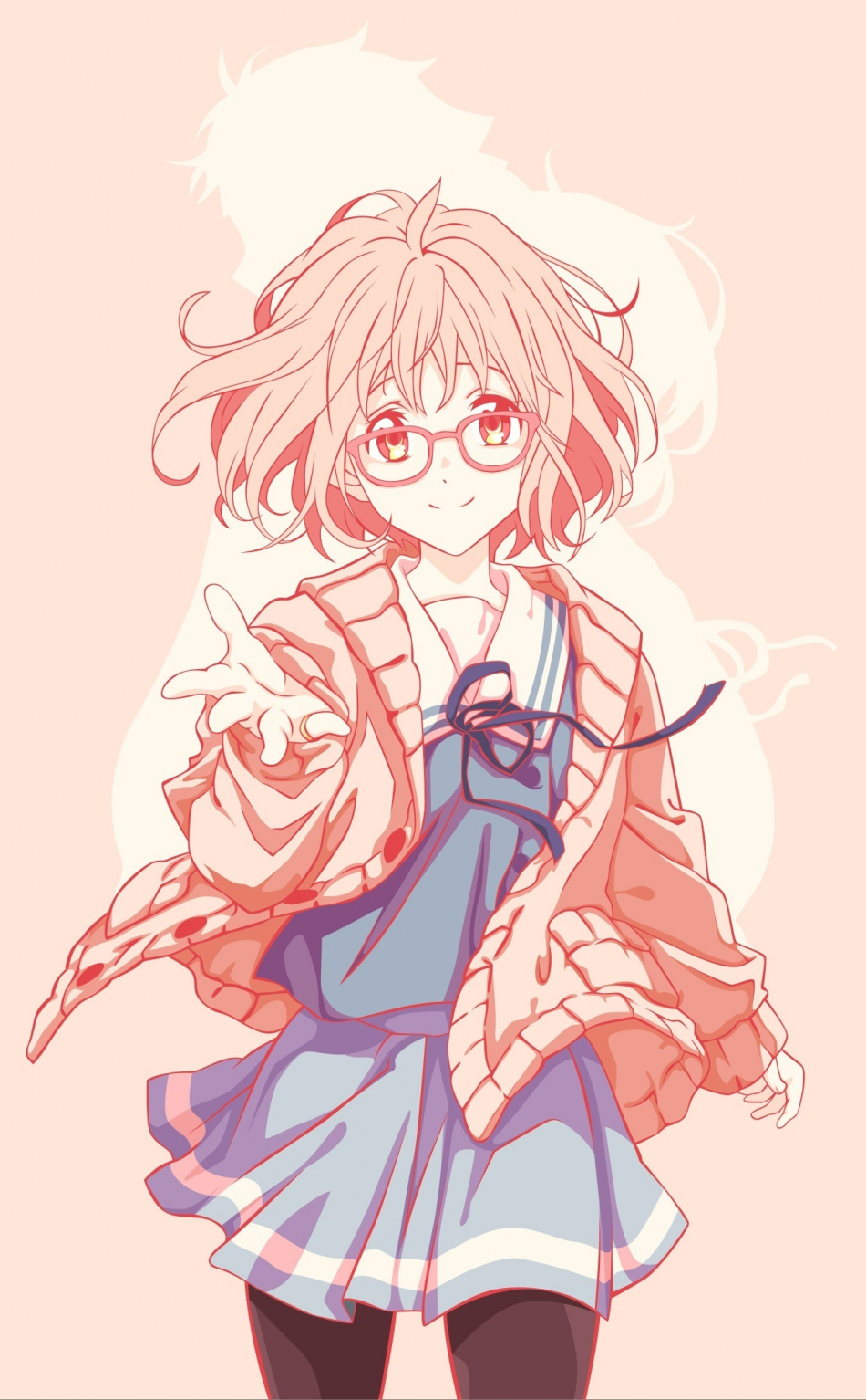 Short hair, Mirai Kuriyama, anime girl, minimal, glasses, 950x1534 wallpaper