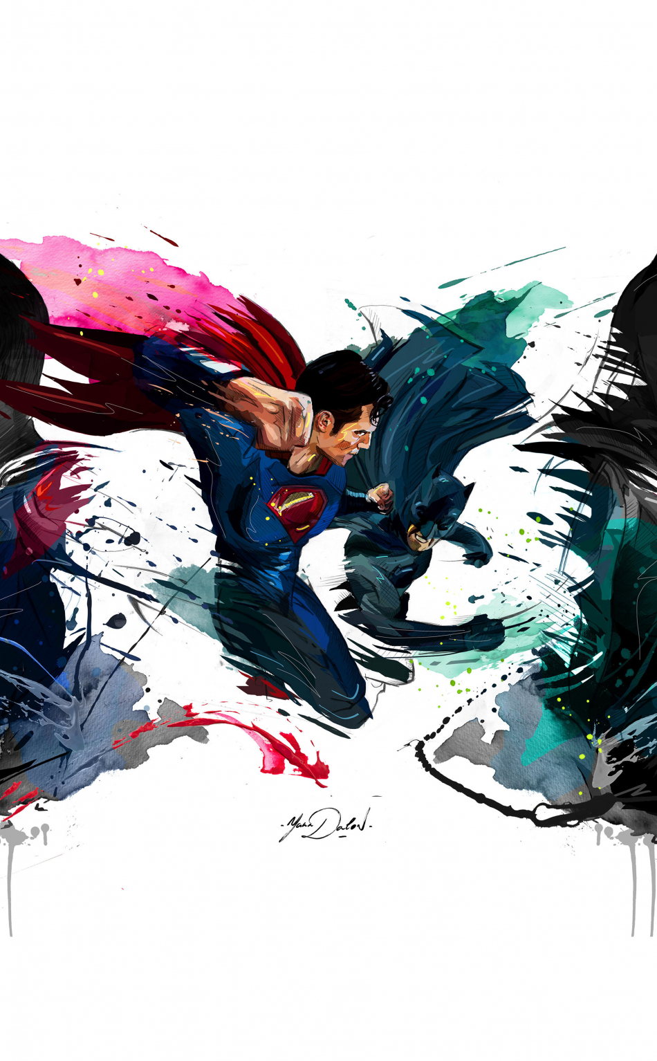 Batman vs superman, 4k, sketch artwork, 950x1534 wallpaper