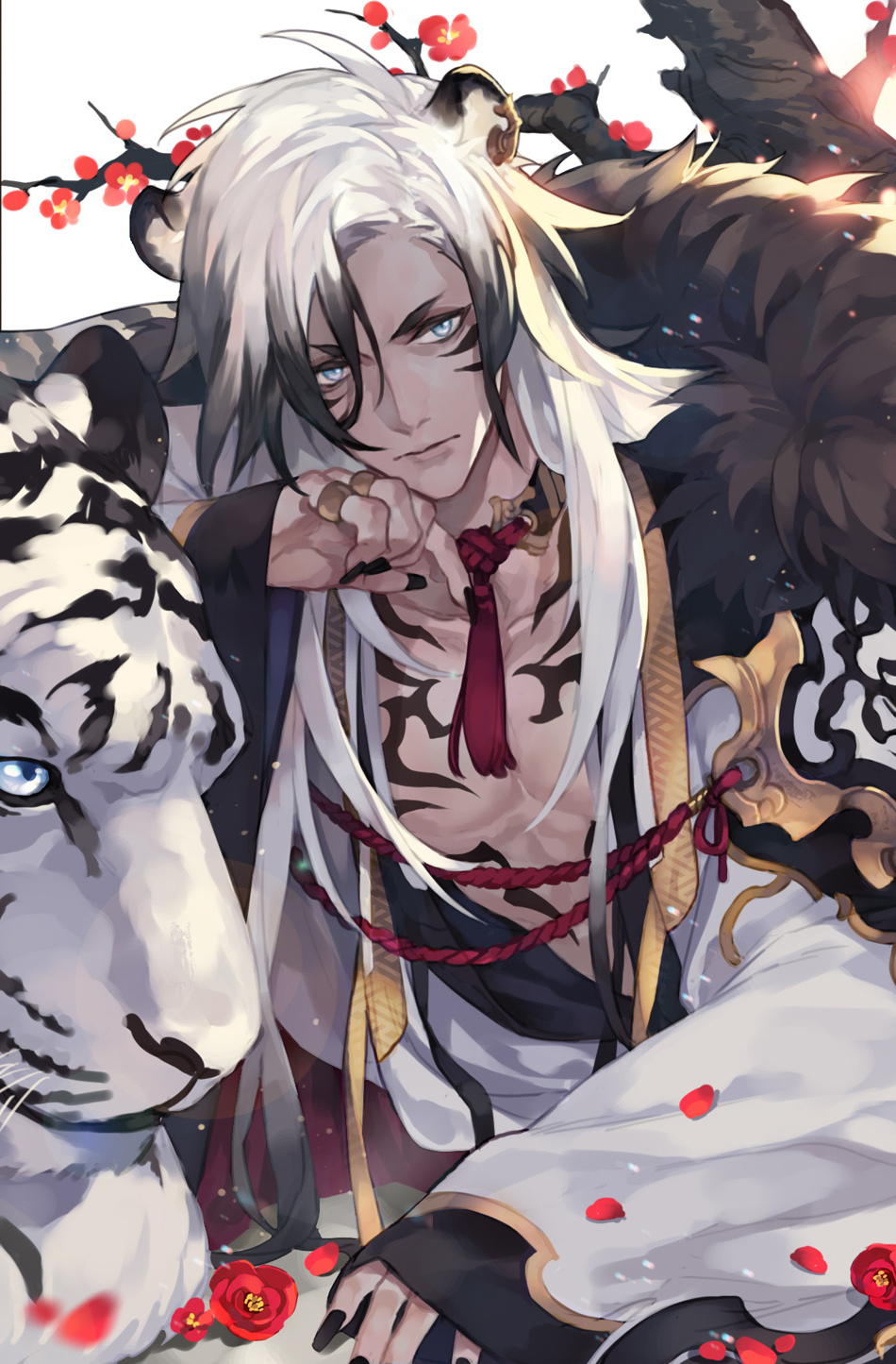 Download wallpaper 950x1534 tiger and warrior, anime boy, original, iphone,  950x1534 hd background, 8436