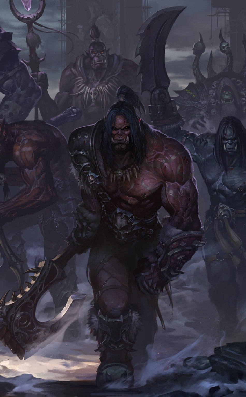 World of Warcraft, orks, warrior, art, 950x1534 wallpaper