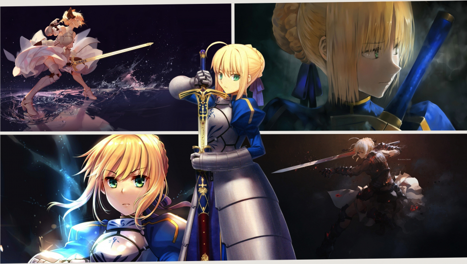 Download 960x544 Wallpaper Collage Saber Alter Angry Anime Girl Fate Stay Night Playstation Ps Vita 960x544 Hd Image Background 6164