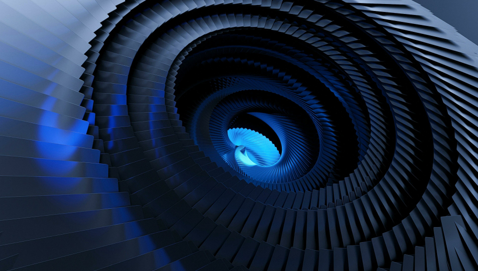 Swirl, blue focal center, abstract, 960x544 wallpaper