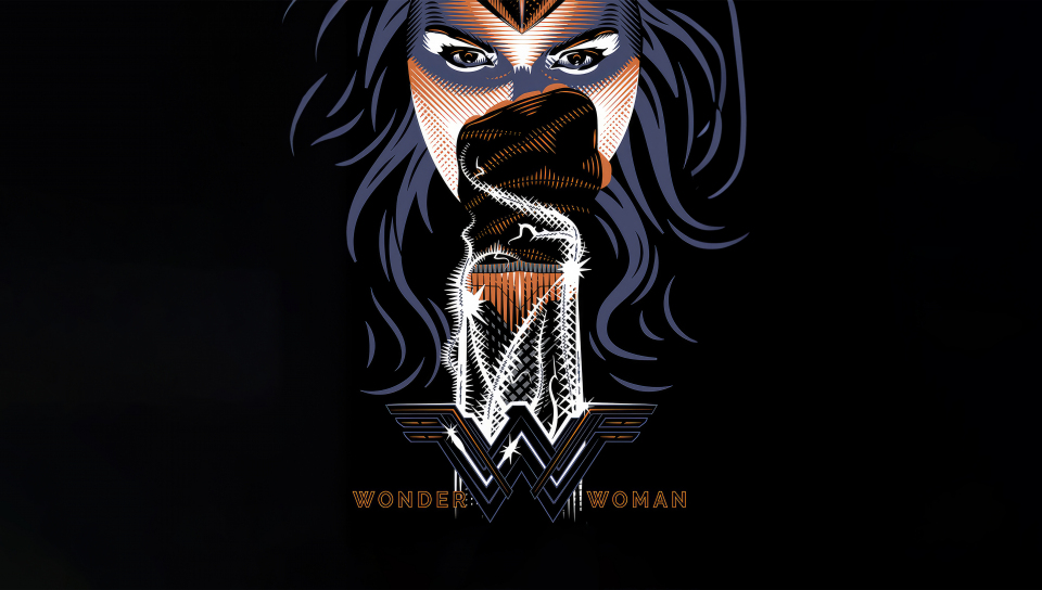 Wonder Woman's fist, minimal, dark, 960x544 wallpaper