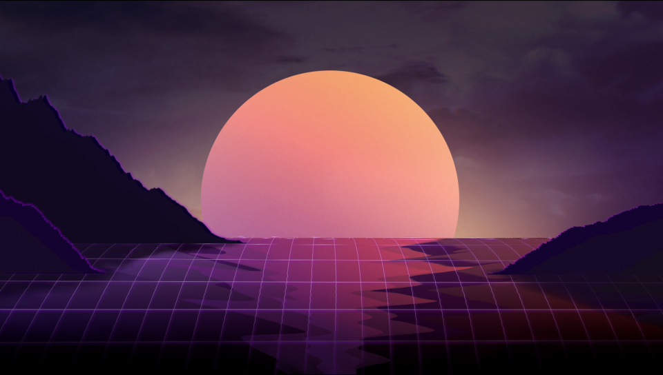 Download wallpaper 960x544 sunset, abstract, retrowave, playstation ps ...