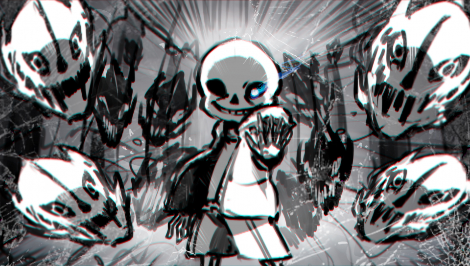 Download wallpaper 960x544 sketch art, video game, sans, undertale ...