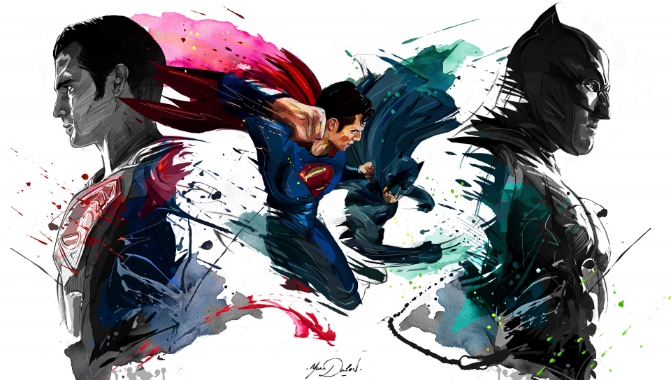Batman vs superman, 4k, sketch artwork, 960x544 wallpaper