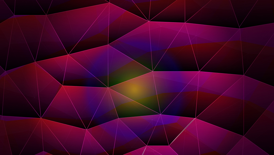 Download wallpaper 960x544 purple-blue triangles, geometrical pattern ...