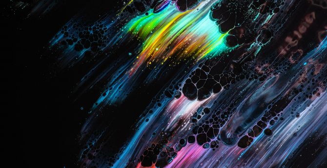 Colorful, abstract, black spots, shine wallpaper