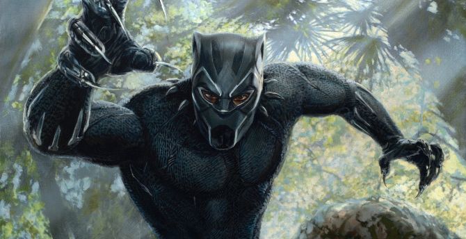 Black panther, superhero, artwork wallpaper