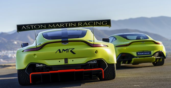 Racing cars, aston martin, rear wallpaper