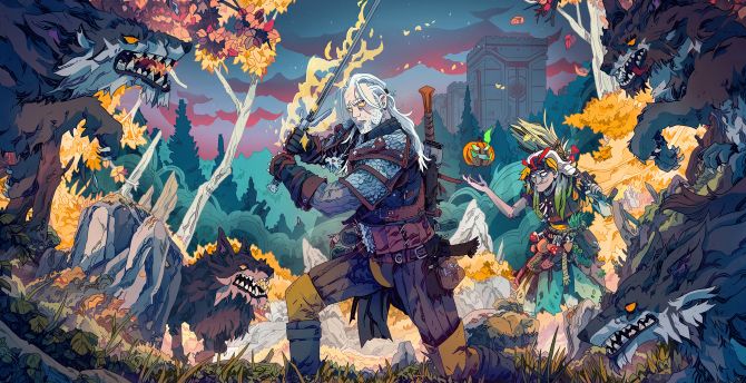 Geralt, the witcher, art wallpaper