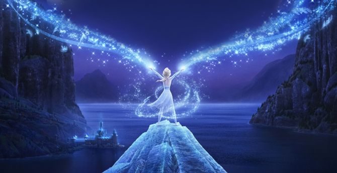 Movie, Frozen 2, Queen Elsa, snow fire wallpaper