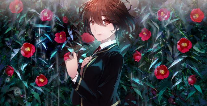 Wallpaper flowers, outdoor, beautiful, anime girl desktop wallpaper, hd  image, picture, background, 012af7 | wallpapersmug
