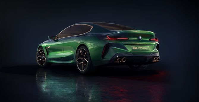 Desktop Wallpaper Rear View Green Bmw M8 Gran Coupe Hd Image Picture Background 013ee9