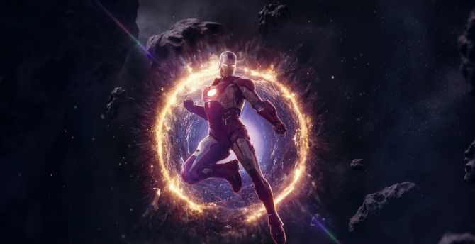 Iron man through the wormhole, space wallpaper