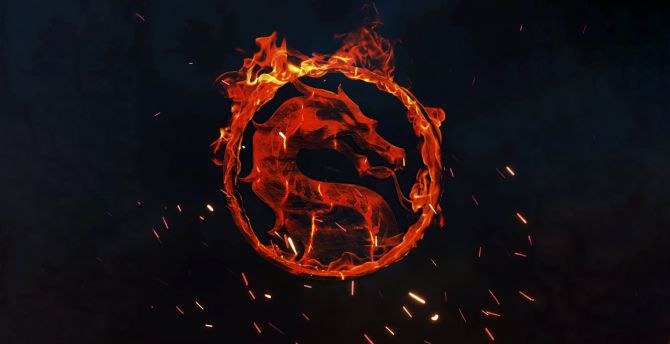 Mortal Kombat, fire, logo wallpaper