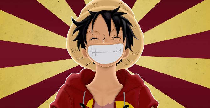 Pirate, Monkey D. Luffy, One Piece, anime, big smile wallpaper