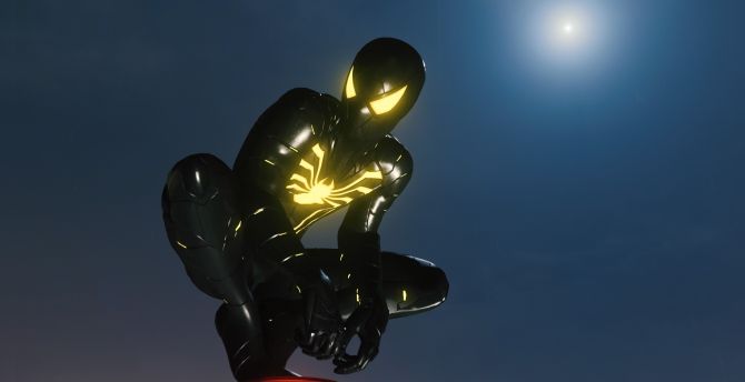 Spider-man, armour, MK II suit, dark, black wallpaper