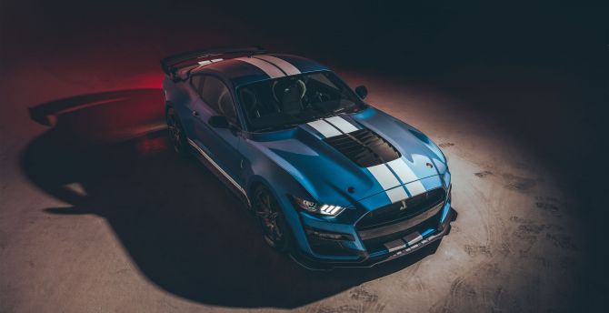 2023 Ford Mustang Shelby GT500, blue sports car wallpaper