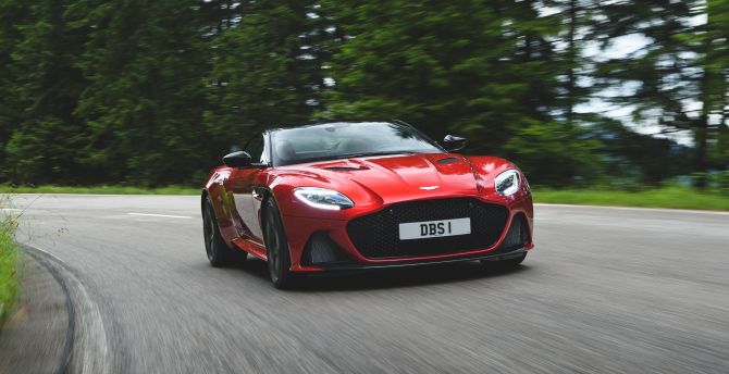 Red, sports car, Aston Martin DBS Superleggera wallpaper