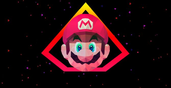 Super Mario, low poly, minimal wallpaper