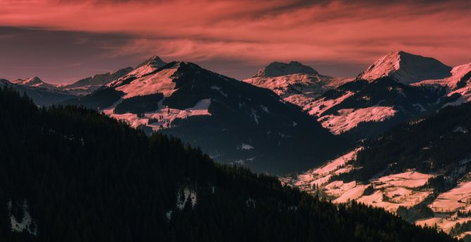 Dawn, horizon, mountains, Austria wallpaper