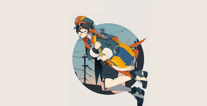 Mood, happy, anime girl, original wallpaper