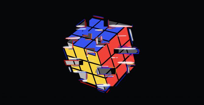 Rubik cube, colorful, abstract, dark wallpaper