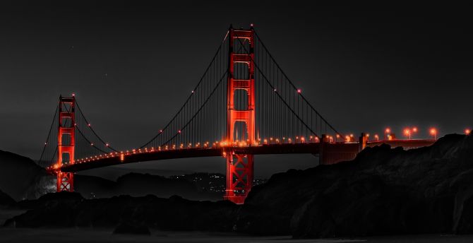 Golden Gate Bridge, night, architecture wallpaper