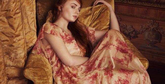 Sophie Turner, relaxed, pretty girl wallpaper