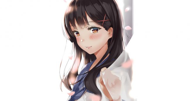 Anime girl, brown eyes, cute wallpaper