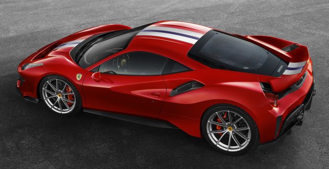 Top view, Ferrari 488 pista, hyper-car wallpaper