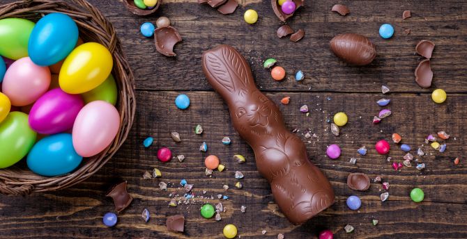 Chocolate, bunny, easter, eggs wallpaper