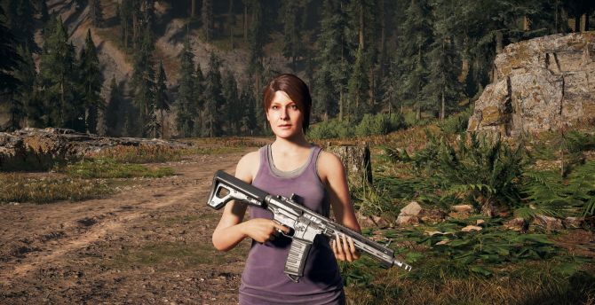 Far cry 5, woman with gun, outdoor, 2018 wallpaper