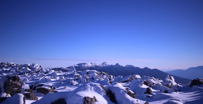 Horizon, glacier, mountains, nature wallpaper
